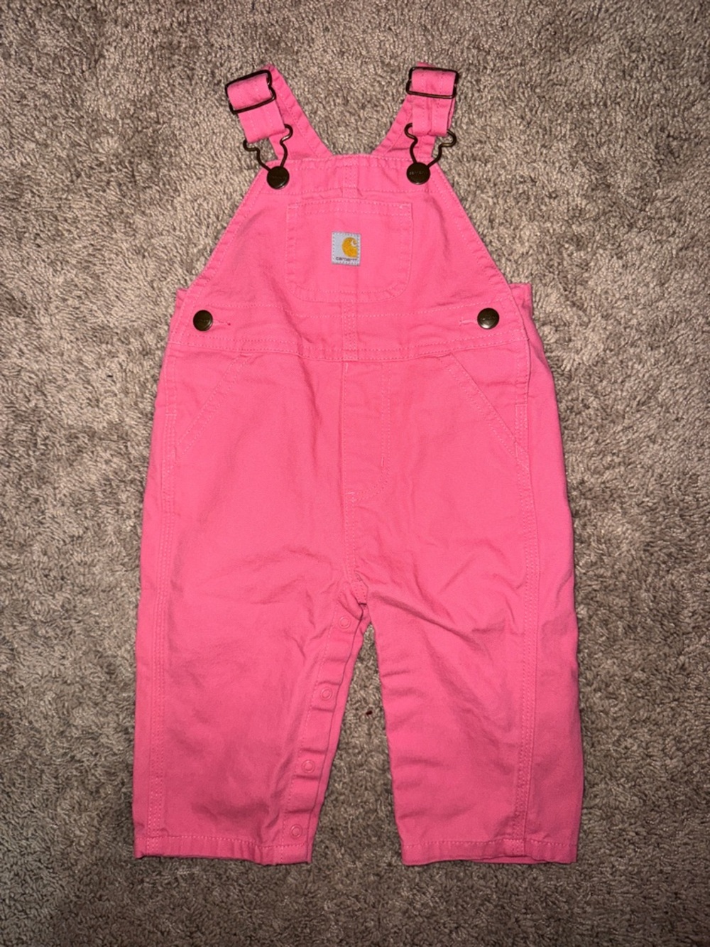Carhartt Bright Pink Kids' Overalls with Snap Legs
